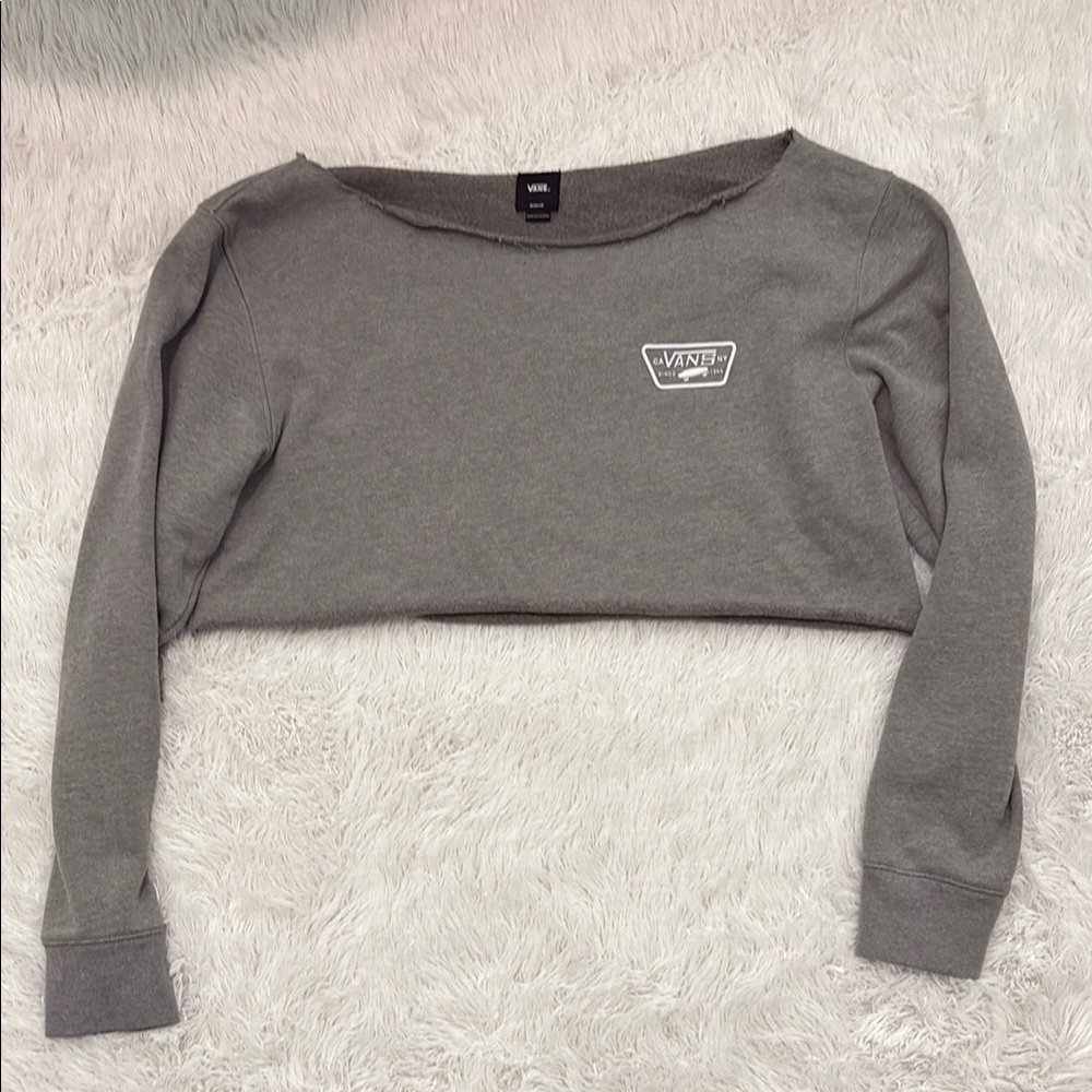 Vans Gray Fitted Crop Sweatshirt 3/4 Sleeve